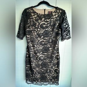 Lace Cocktail Dress | Black & Tan | 6